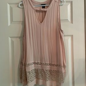 Torrid lace insert gauze cutout neck tank top